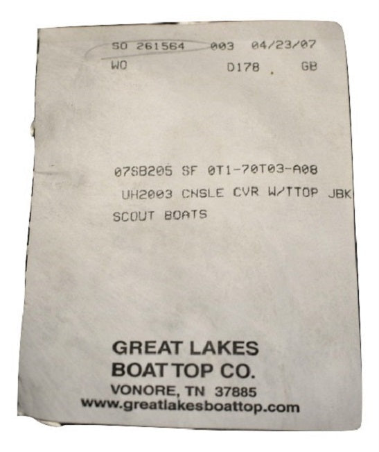 Scout Boats 205 Sportfish w/ T-Top Sunbrella Jet Black Console Cover Canvas SF OT1-70T03-A08