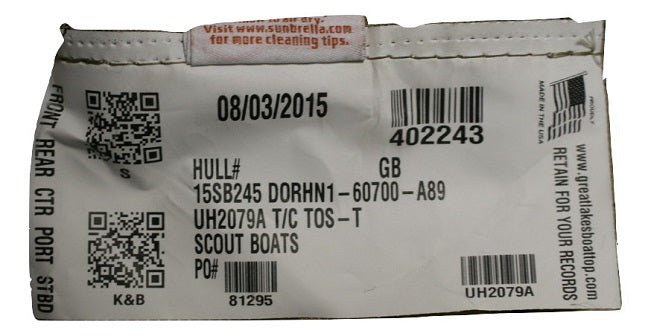 Scout Boats 245 Dorado Sunbrella Toast Tweed Tonneau/Bow Cover Canvas DORHN1-60700-A89