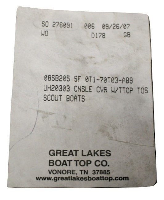 Scout Boats 205 Sportfish Sunbrella Toast Tweed T-Top Console Cover Canvas SF OT1-70T03-A89