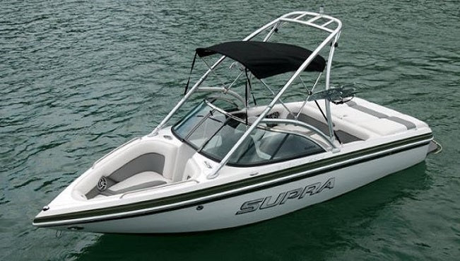 Skiers Choice 2006 Supra SunSport 20 Sunbrella Cadet Grey Forward Bimini Top w/ Boot Kit SUNSPIN1-3H0AA-A30