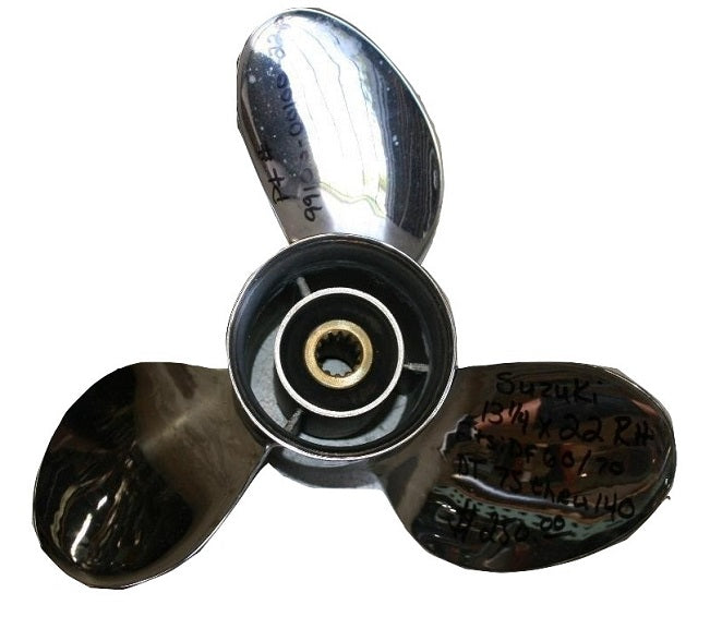 Suzuki 13 1/4 x 22 RH Stainless Steel Propeller 99105-00100-22P