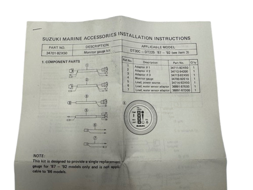 Suzuki Oil Temperature/ Oil Level & Rev Limiter Gauge Kit w