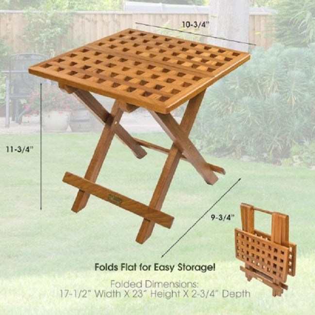 WhiteCap Teak Grate Top Fold/Stow Away Table WT-60030