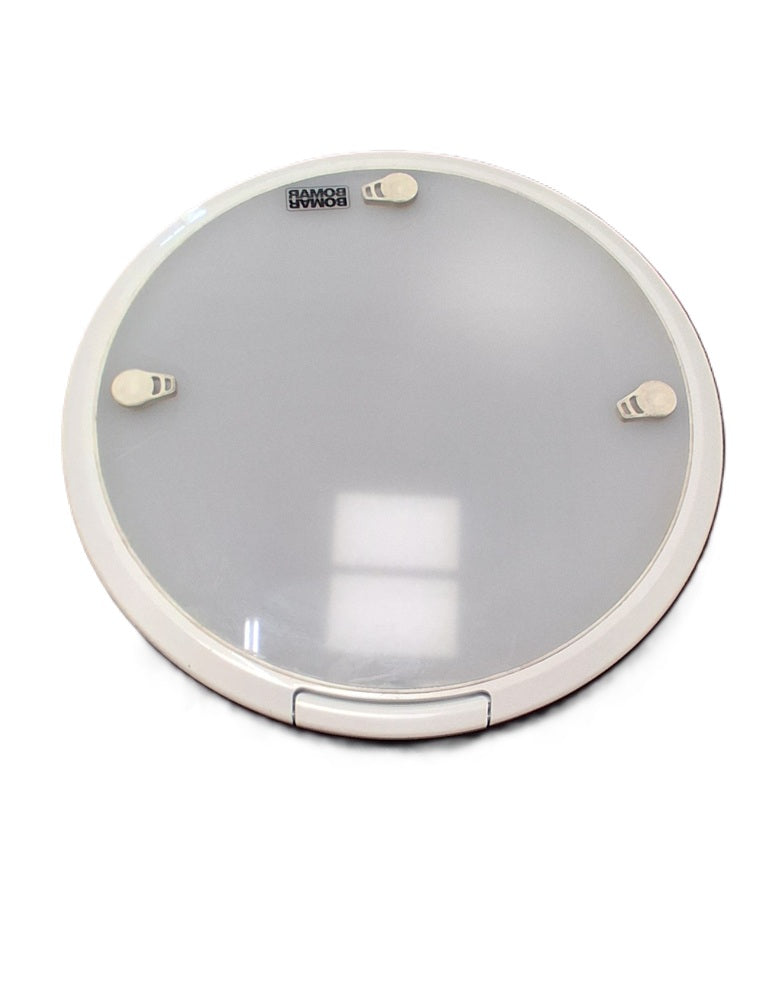 Bomar 20" Translucent White "P-Style" Aluminum Round Hatch With Exterior Latch Levers / Aluminum Mounting Ring