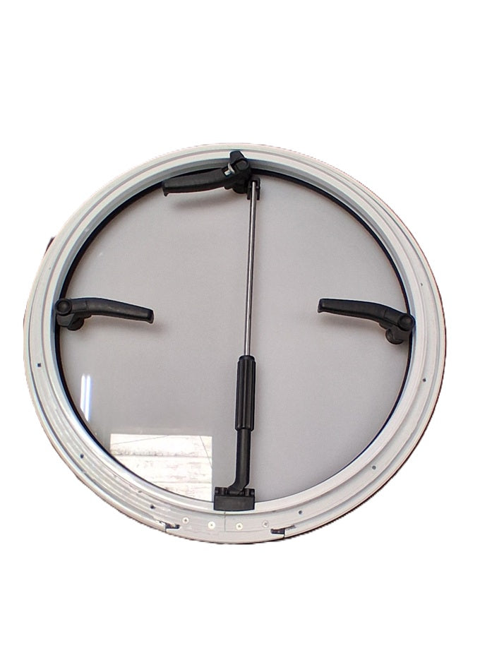 Bomar 20" Translucent White "P-Style" Aluminum Round Hatch With Exterior Latch Levers / Aluminum Mounting Ring