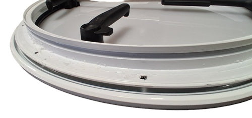 Bomar 20" Translucent White "P-Style" Aluminum Round Hatch With Exterior Latch Levers / Aluminum Mounting Ring