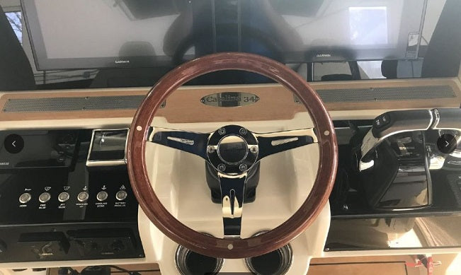 2015-2018 Chris Craft 34 Catalina Pilothouse Teak Helm Accent Panel 016-9537