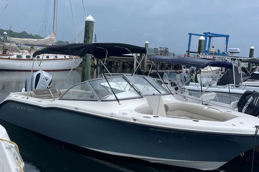 Key West Boats 239 DFS w/ Bimini Sunbrella Jet Black Side Curtain Set 2376R1