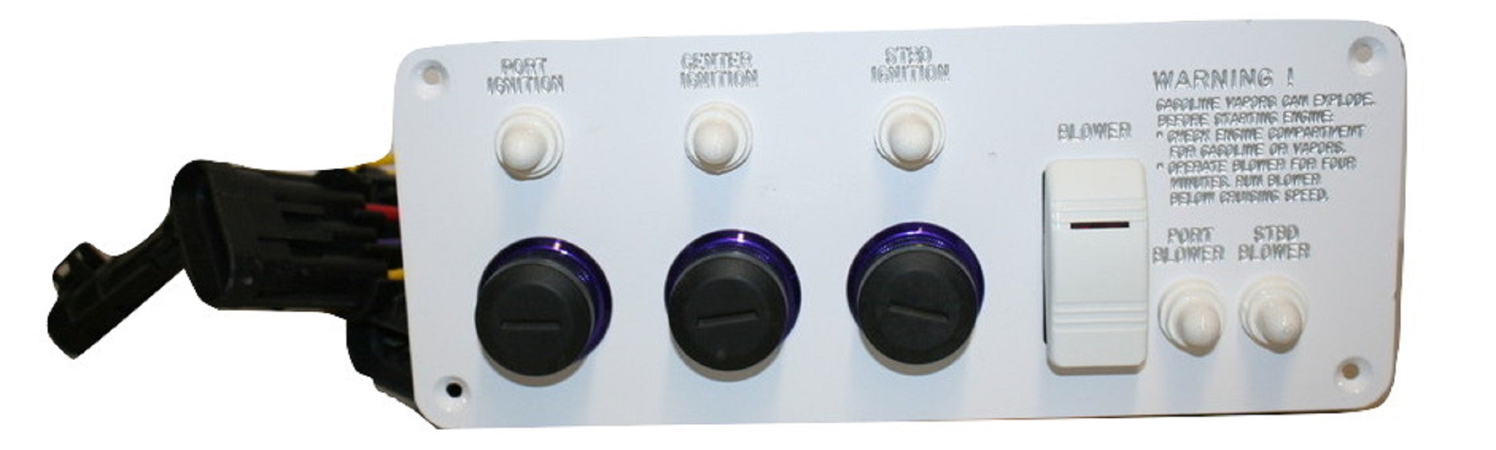 Donzi Marine ZX Performance Series White w/ Purple Bezel Triple Engine Ignition Panel 10017856