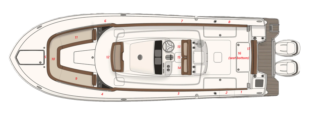 Scout Boats 277 LXF Interior Bolster & Seating Cushion Set In Bianca w/ White Stitching UHK360