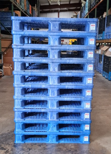 Uline 48 x 40 Blue Rackable Plastic Pallet 10 Pack H-1212BLU