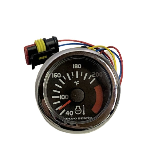 Volvo Penta EVC Black Temperature Thermometer Gauge w/ Chrome Bezel 874918